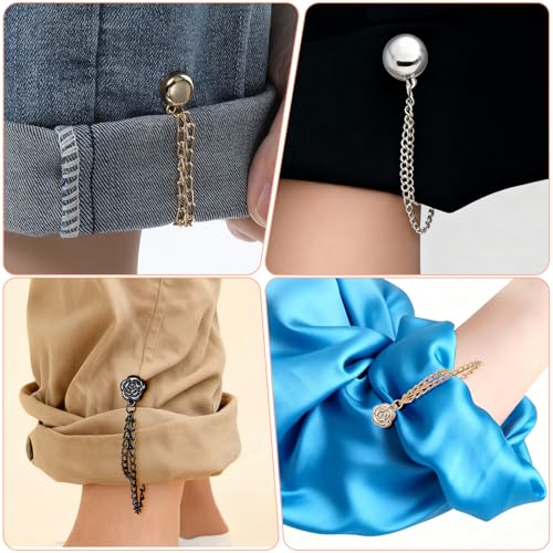6 Pcs Magnetic Button Shirt Clip Magnetic Clothing Clip with Chain - style: Sphere + Rose