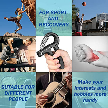 AIXPI Grip Strength Trainer, Hand Grip Exerciser Strengthener with Adjustable Resistance 11-132 Lbs (5-60kg), Forearm Strengthener, Hand Exerciser for Muscle Building and Injury Recover 1 PACK - color: Black
