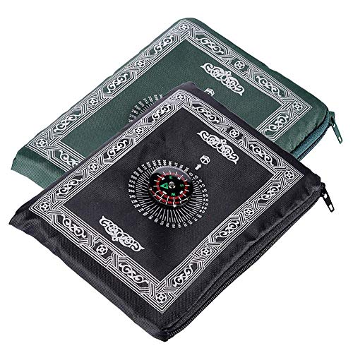 Anlising 2 Pieces Portable Travel Prayer Mat with Compass, Waterproof Polyester Prayer Rug, Muslim Travel Prayer Mat, for Ramadan Gifts (60cm×100cm)