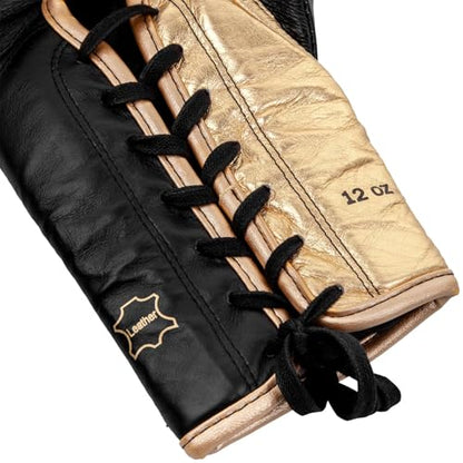 Venum Shield Pro Boxing Gloves - color: Black/Gold, size: 12oz, style: Laces