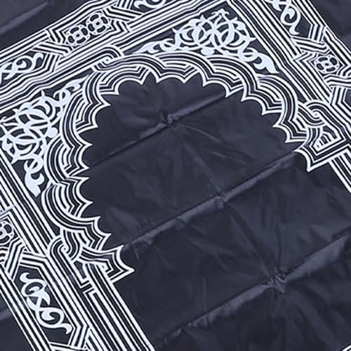 Tnfeeon Islamic 2 Pack Travel Prayer Rug with Compass Water Proof Reusable Nylon Portable Mat for Umrah Pilgrimage Black Blue