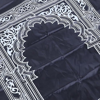 Tnfeeon Islamic 2 Pack Travel Prayer Rug with Compass Water Proof Reusable Nylon Portable Mat for Umrah Pilgrimage Black Blue