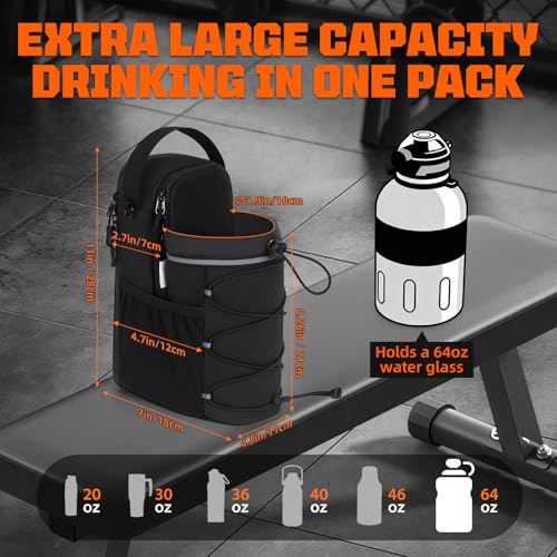 Magnetic Gym Bag with Storage Pockets & Bottle Holder, Lightweight Sports Organizer with Detachable Shoulder Strap, Fitness Bag for Gym, Training, Travel & Home Gym, Durable Strong Magnets Design