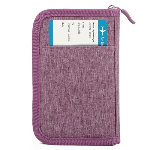 Passport Holder for Travel, Women Rfid Blocking Passport Wallet, Travel Essentials Premium Wallets, Waterproof Passport Holders Bag for Men Traveling, Travel Document Organizer Credit Cards Case - color: Single - Grape Purple