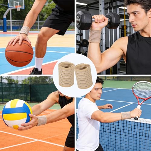 2Pair Elastic Wrist Support Brace, Adjustable Wristband Compression, Wrist Wraps for Working Out, Fitness, Sports, Basketball