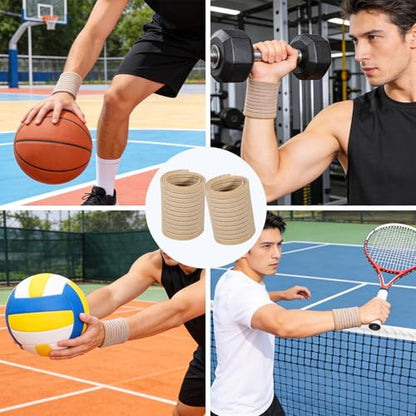 2Pair Elastic Wrist Support Brace, Adjustable Wristband Compression, Wrist Wraps for Working Out, Fitness, Sports, Basketball