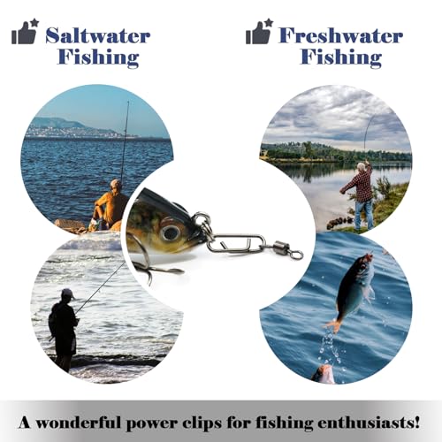 FishTrip 50pcs Fishing Rolling Swivel Power Clips for Rigs Lures | High Carbon Steel, Rust-Proof & Wear-Resistant, Quick Change Clip Snaps for Freshwater Saltwater Rigs Hooks Leaders Weights - size: 2#_50pcs