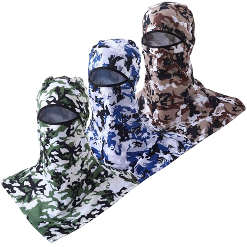 SATINIOR 3 Piece Balaclava Face Cover Sun Protection Neck Cover Summer Balaclava for Men Women Outdoor Sports UV Protector - color: Colorful Color