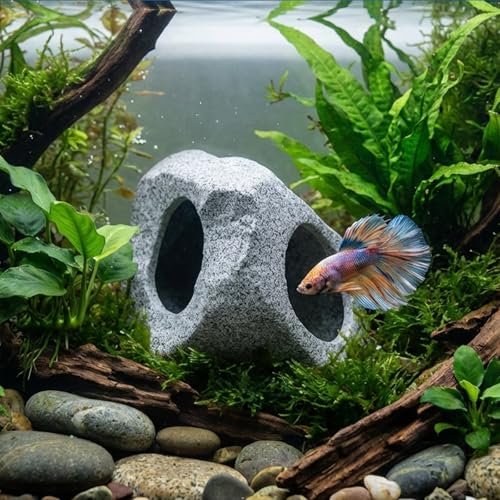 Premium Beta Fish Tank Decor, Beta Fish Tank Decorations, Betta Fish Tank Accessories, Fish Rocks Hiding, Playing, Resting Spots - Avoid Aggressive Behavior (Alien) - style: Medium-E.T