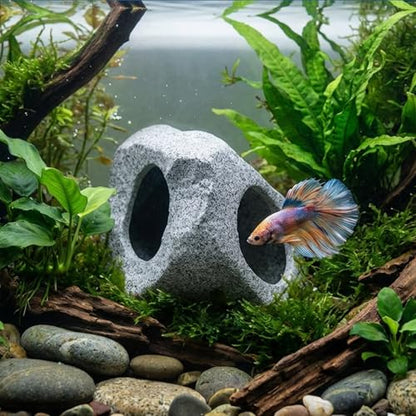 Premium Beta Fish Tank Decor, Beta Fish Tank Decorations, Betta Fish Tank Accessories, Fish Rocks Hiding, Playing, Resting Spots - Avoid Aggressive Behavior (Alien) - style: Medium-E.T