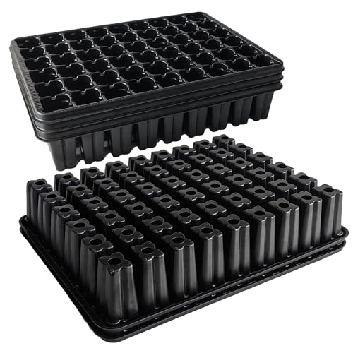 RooTrimmer 54 Cell Seed Starter Trays, 2.8" Deep Plug Tray Seedling for TD377 Nursery Tray, Super Thick Reusable Trays for Easy Transplantation (11.14inch ×14.6 inch, 5-Pack) - size: 54 Cells Plug Tray-5P
