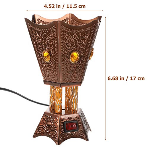 Bakhoor Electric Incense Burner Middle Eastern Style Tabletop Electric Censer Censer Metal Incense Burner for Home Office Yoga Spa Decor Copper (US Plug)