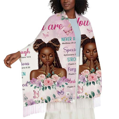 Black Girl Prayer Shawls for Women, Christian Bible Wrap Scarf for Inspirational Positive Gift, Birthday Present for Mother Christmas Thanksgiving (78.7 X 27.5 Inches)