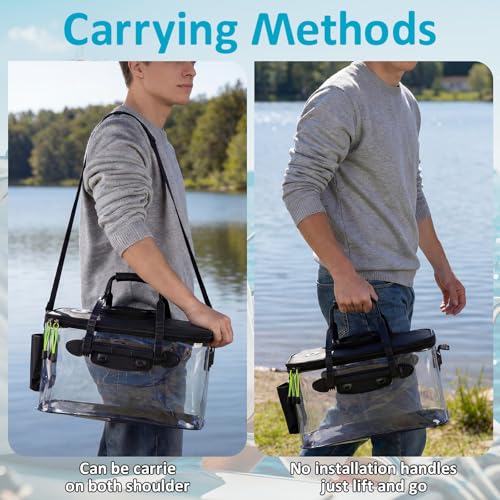 AceOrbit 5/7/8Gallon Foldable Fishing Bucket with Aerator | Live Bait Bucket and Dual Outlet Air Pump, Heavy Duty EVA Collapsible Fish Basket for Kayak, Ice Fishing, Camping & Travel - size: 7 Gallon