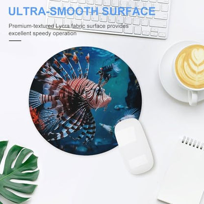 Comfortable Mousepad Waterproof Non-Slip Rubber Base Mouse Pad Fish in Fish Tank Round Printed Mouse Mat for Laptop Office