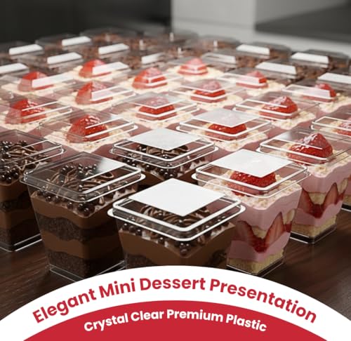 100 Pack 5oz Mini Dessert Cups with Lids and Spoons Parfait Shooter | 300 pcs: 100 cups, 100 lids, 100 spoons. Mini cheesecake, tiramisu, appetizer cups. Vasos para postres con tapa. Free eBook. - style: 100 Cups + 100 Spoons + 100 Lids