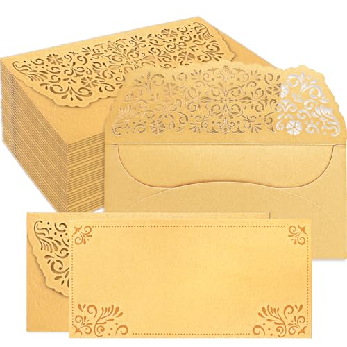WorldBazaar 24PCS Gold Glitter Money Envelopes for Cash - size: 6.8 inches by 3.3 inches