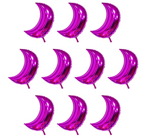 10 Pcs 20 Inches Moon Balloons Foil Balloons Mylar Balloons for Birthday Wedding Baby Shower Party Decorations (Rose Red) - color: Rose Red