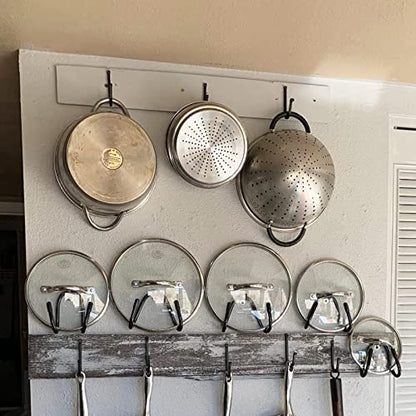 Pmsanzay Cabinet Door/Wall Mount Pot Lid Rack Pot Lid Holder Organizer for Kitchen Wall - Fit Standard Lids 5-10 Inches - Metal (pack of 4)