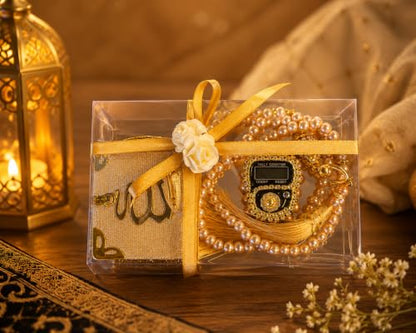 Luxury Islamic Gift Set - Women & Men – Quran, Prayer Mat, 99 Bead Tasbih, Digital Tasbeeh Counter & Mini Quran in Elegant Gift Box – Ramadan, Eid, Hajj, Umrah, Wedding & Muslim Gifts
