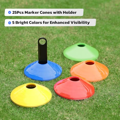 GHB Agility Ladder 1PCS Agility Cones 25PCS Detachable Agility Hurdles 10PCS