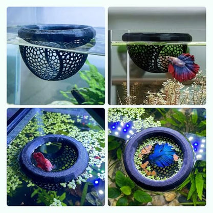Floating Betta Hammock & Fish Toys Set,7Pcs Betta Fish Tank Accessories Mirror and Exercise Ring with Leaf Hammock Simulates Natural Habitat Comfortable Resting for Betta, Shrimp & Small Fish