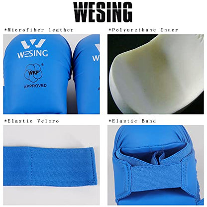WESING Karate shin and Instep Guard Karate Gloves Approved by WKF - color: red, size: X-Large