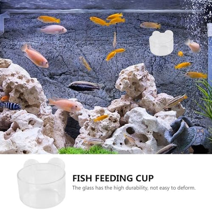 NUOBESTY 2pcs Aquarium Feeder Cup Fish Food Container Worm Holder Acrylic Fish Tank Feeding Device with Suction Cup for Freshwater and Saltwater