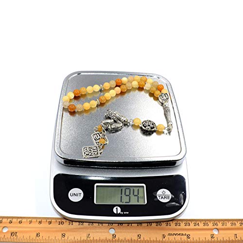 Stylist Prayer Beads (8 mm-33 Beads) Tesbih-Tasbih-Tasbeeh-Misbaha-Masbaha-Subha-Sebha-Sibha-Rosary-Worry Beads (Yellow Jade Stone) - color: Yellow Jade Stone