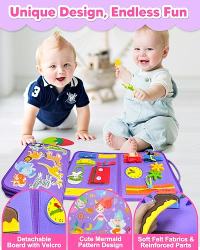 Exorany Busy Board Montessori Toys for Toddler Boy Girl Gifts Busy Book - style: Purple/P8
