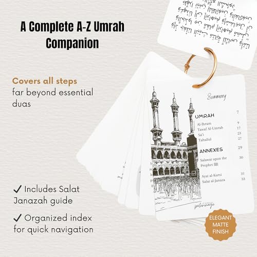 Umrah Guide – Umrah Dua Cards | Step-by-Step Portable Umrah Guide with Pouch & Adjustable Lanyard – Waterproof & Durable