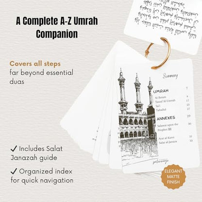 Umrah Guide – Umrah Dua Cards | Step-by-Step Portable Umrah Guide with Pouch & Adjustable Lanyard – Waterproof & Durable