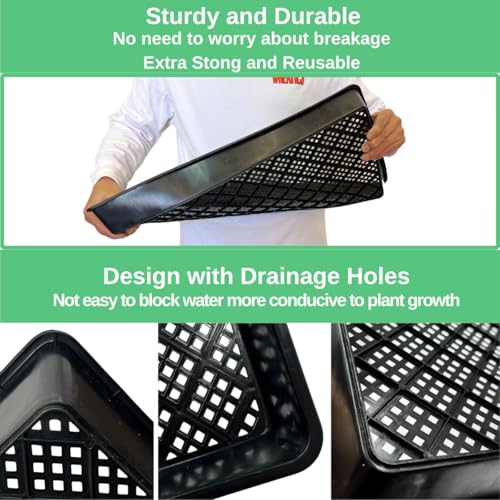 1020 Trays Set - 5 Pack (10 Pcs) Durable 1020 Mesh Tray and No-Hole Tray, Ideal Soil Blocking Trays for Seedlings, Microgreens, and Hydroponics, Heavy-Duty - size: 1020 tray 5pcs+mesh tray 5pcs