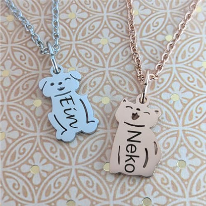 Handmade Family Necklace- Custom Jewelry with Baby, Kids and Pet Names, Personalized Family Charms, Unique Gift for Parents, Engraved Kid Pendants, Customizable Birthstone - color: Rose gold color
