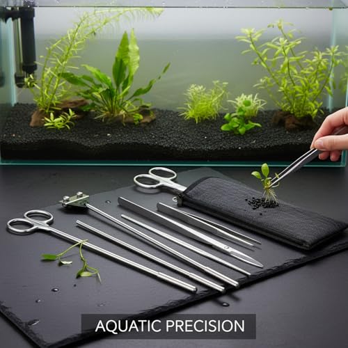 Aquarium Maintenance Tool Set - 430 Stainless Steel Long Reach Scissors, Tweezers & Sand Shovel for Fish Tanks - size: 18.9 x 1.97 x 1.97 in