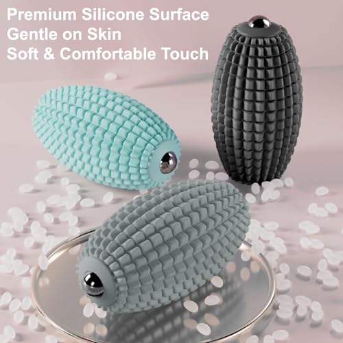 Vibrating Massage Ball for Full Body Relaxation, Silicone Trigger Point Massager Ball for Back, Neck, Foot, Muscle Recovery, Portable Rechargeable Massage Roller, 3 Vibration Modes (Grey) - color: Grey