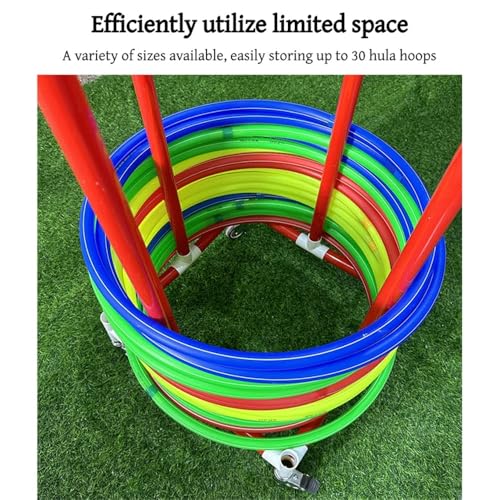 Simple PVC Hula Hoop Holder with Wheels, Outdoor Hoop Stand, Space-Saving Equipment Holder for Home, Gym, No Hula Hoop - color: 13.8in