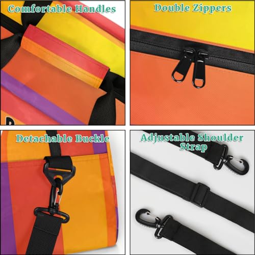 Custom Sports Duffel Bag Martial Arts Silhouette Colorful Stripes | Personalized Named Practice Travel Overnight Training Bag - color: Color 3