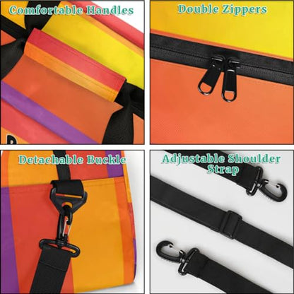 Custom Sports Duffel Bag Martial Arts Silhouette Colorful Stripes | Personalized Named Practice Travel Overnight Training Bag - color: Color 3