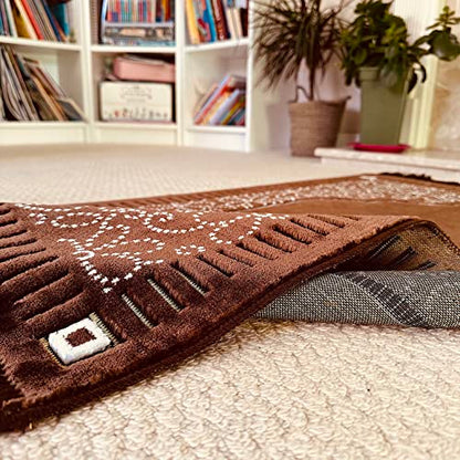 Mihrab Patterned Original Luxury Velvet Prayer Mat/Rug- 750g Weight | Made in Turkey (Coffee) - color: Coffee