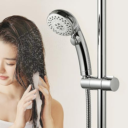 OFFO Shower Head Holder, Adjustable 0.75-1.00 in(19-25 mm) Diameter Hand Shower Holder Bracket for Slide Bar, Detachable Slider Clamp Bathroom Replacement, 360 Degree Rotation Sprayer Holder, Chrome - style: Chrome