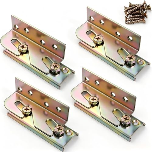 4 Sets Bed Rail Brackets,Heavy Duty Bed Frame Brackets Bed with Screws | Fittings Wooden Bed Frame Connectors - size: 4 Pieces