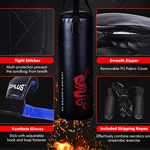 Goplus Punching Bag Set with Gloves, 22LBS/ 40LBS Filled Kick Boxing Bag, Rucksack, Jump Rope, Firm Hook, Heavy Bag for Adults MMA Training, Muay Thai, Krav MAGA, Taekwondo, Karate - style: 40 LBS