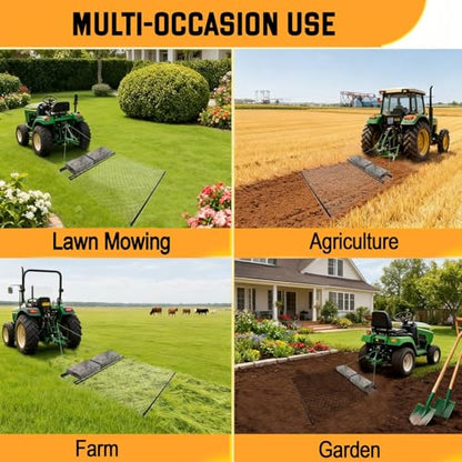 Drag Harrow Net 4 x 5 FT for ATV/UTV/Tractor, Heavy Duty Chain Harrow with Wire Rope for Weight Securing, Lawn Tractor Attachment for Gravel Driveway, Farm Soil Leveling & Ground Grading