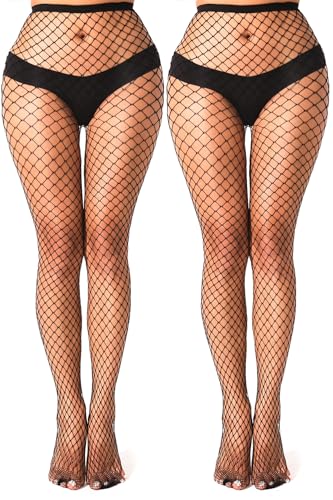 VOAKOW Fishnet Stockings Womens High Waist Fishnet Tights Mesh Stockings For Women - color: Black M Mesh 2