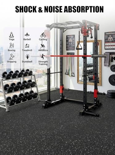 Garvee 0.56" Thick 48 Sq Ft Rubber Top Exercise Equipment Mats, 12 Tiles | High Density EVA Foam Interlocking Gym Flooring for Home Gym, Non-Slip Waterproof Workout Mat, 24x24in, Black/White - color: Black/White