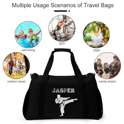 Custom Name Taekwondo Karate Duffle Bag,Personalized Martial Arts Gear Bag for kids Boy Girls,Water-Resistant Sparring Equipment,Black Taekwondo - color: Taekwondo Karate-02