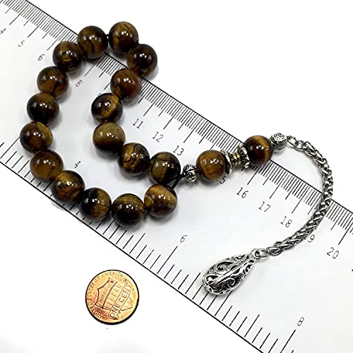 Design -Relaxing Stress Relief Big Beads Prayer Beads, Worry Beads, EFE Tesbih, Maskot Tesbih, Tasbih, Rosary (Relaxing Beads -12mm-17 Tiger Eye Natural Stone Beads)) - color: Relaxing Beads -12mm-17 Tiger Eye Natural Stone Beads)