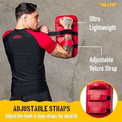 Elite Sports Muay Thai Kickboxing Training Pad for Kickboxing, MMA, Taekwondo, Karate. Ideal for Punches, Knees, and Kicks in Martial Arts Training (ONE PAD ONLY) - color: Solid Red