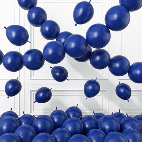 Navy Blue Link Balloons,120Pcs 6Inch Dark Blue Linking Balloons - color: Navy Blue